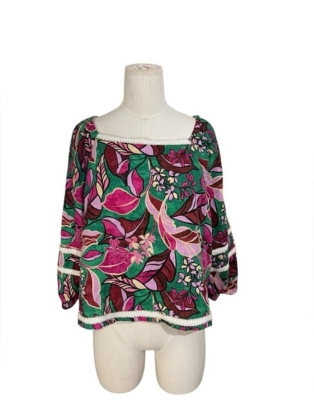 Cynthia Rowley 100% Linen Floral Multicolor Women's Top